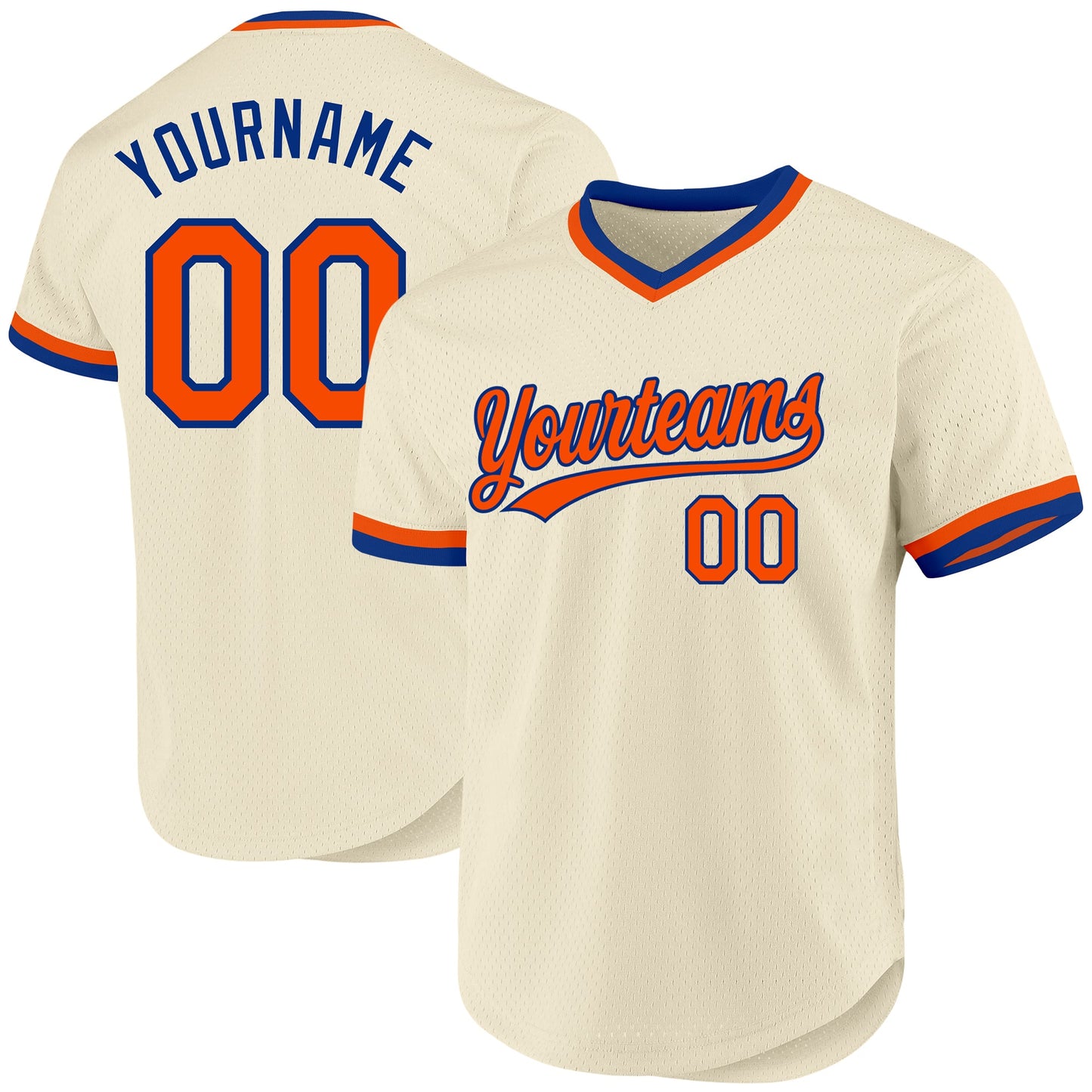 Custom Cream Orange-Royal Authentic Throwback Baseball Jersey - Main View