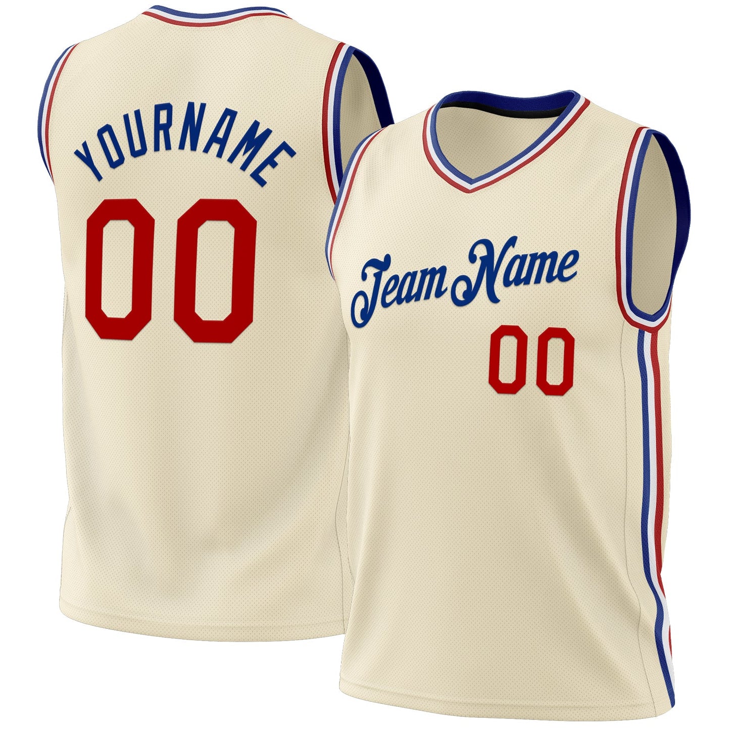 Custom Cream Red-Royal Authentic Throwback Basketball Jersey - Main View