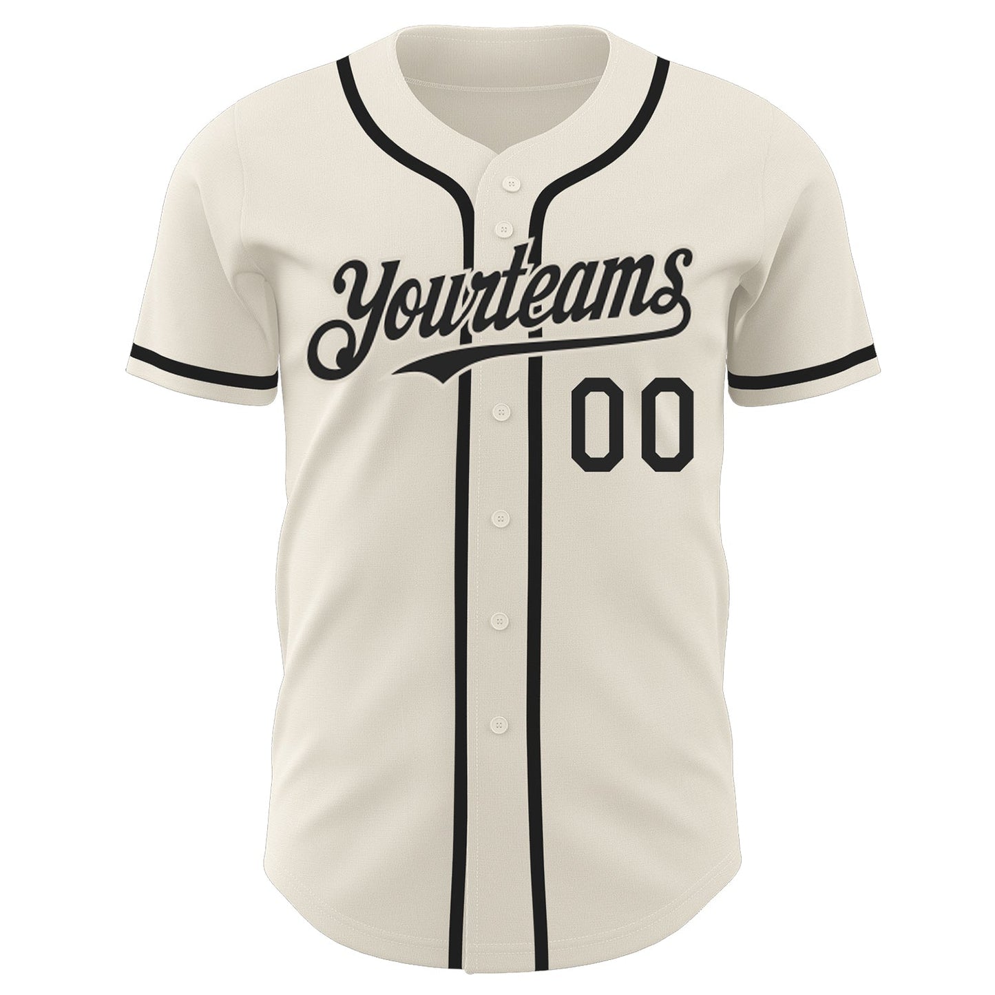 Custom Cream Black Authentic Baseball Jersey view 2