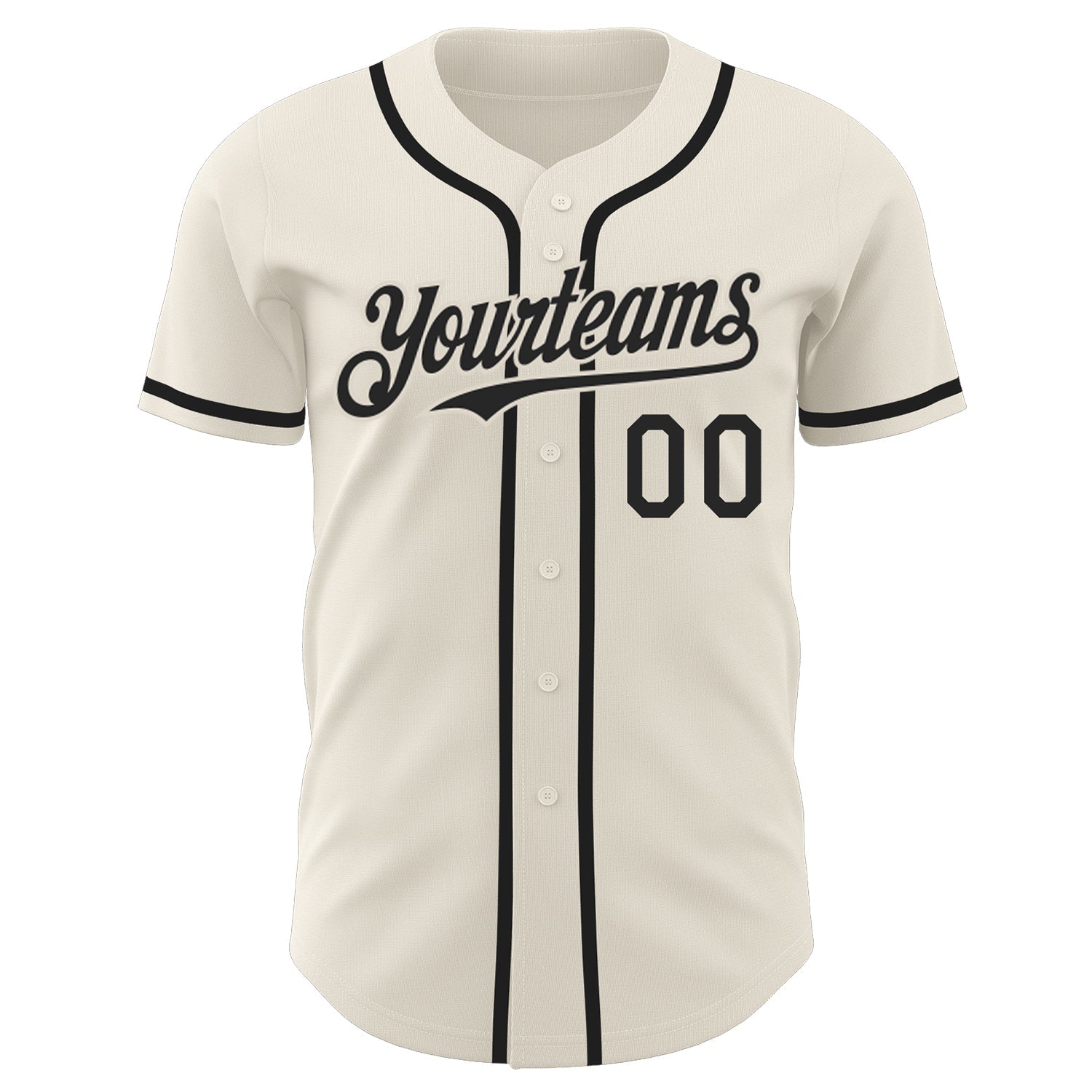 Custom Cream Black Authentic Baseball Jersey view 2