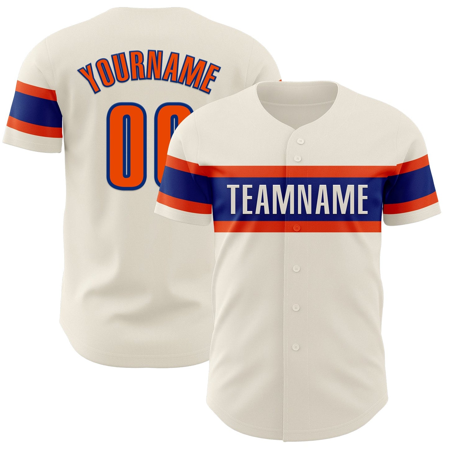 Custom Cream Orange-Royal Authentic Baseball Jersey - Main View