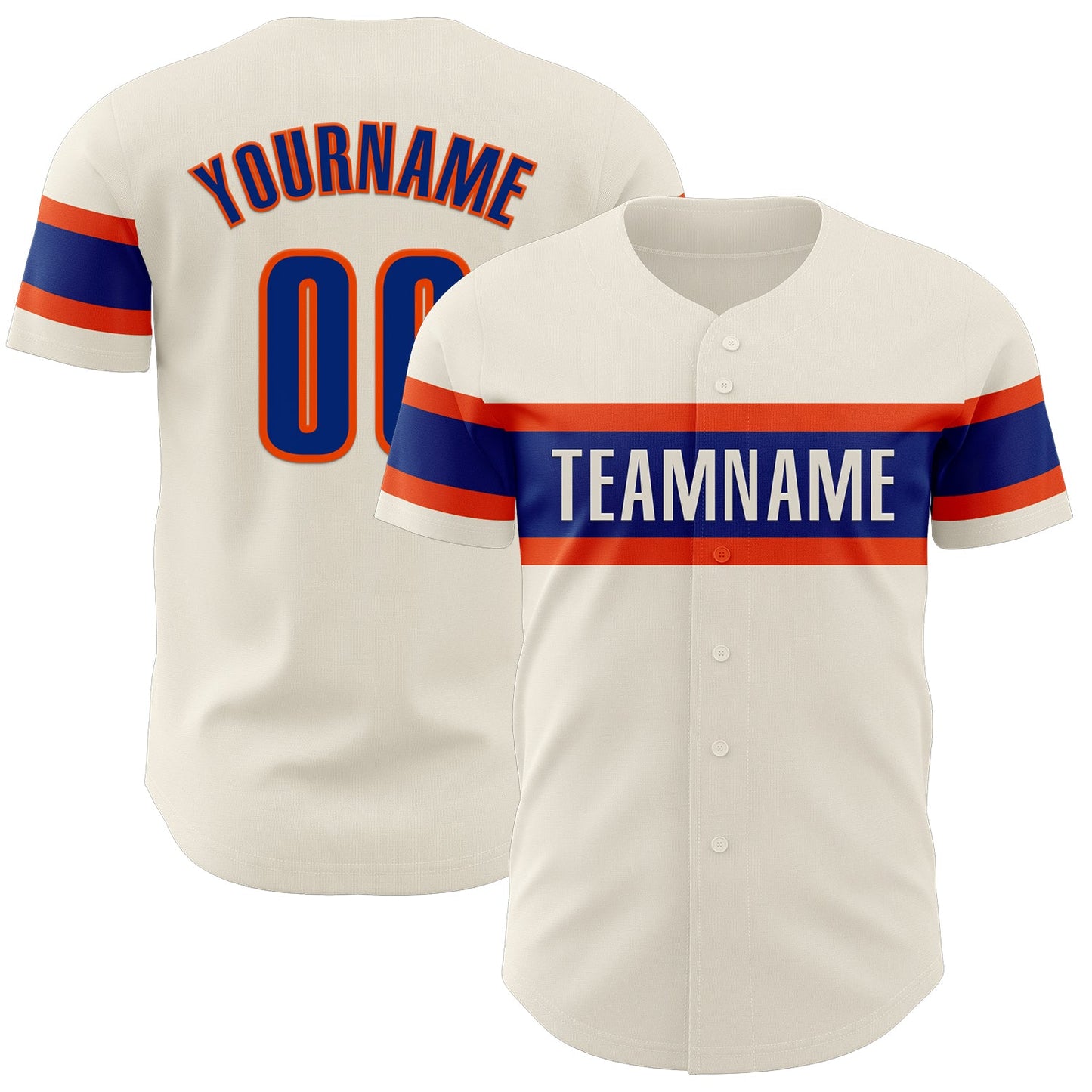 Custom Cream Royal-Orange Authentic Baseball Jersey - Main View