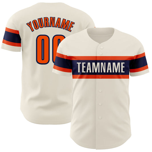 Custom Cream Orange-Navy Authentic Baseball Jersey - Main View