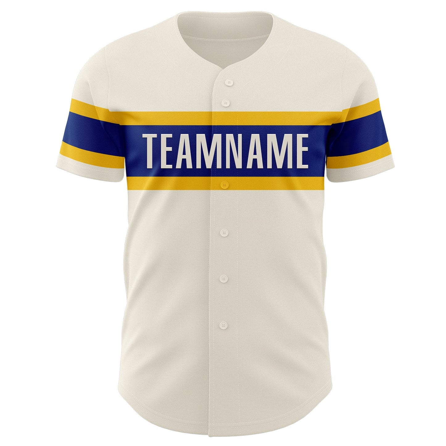 Custom Cream Royal-Yellow Authentic Baseball Jersey view 2
