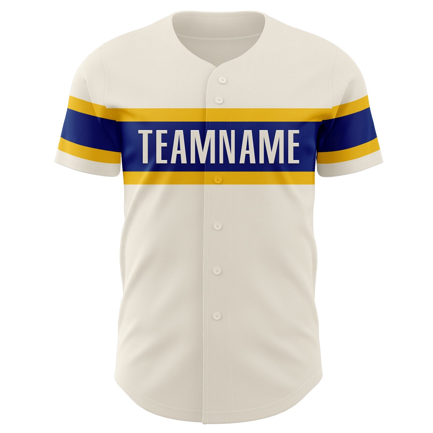 Custom Cream Royal-Yellow Authentic Baseball Jersey view 2