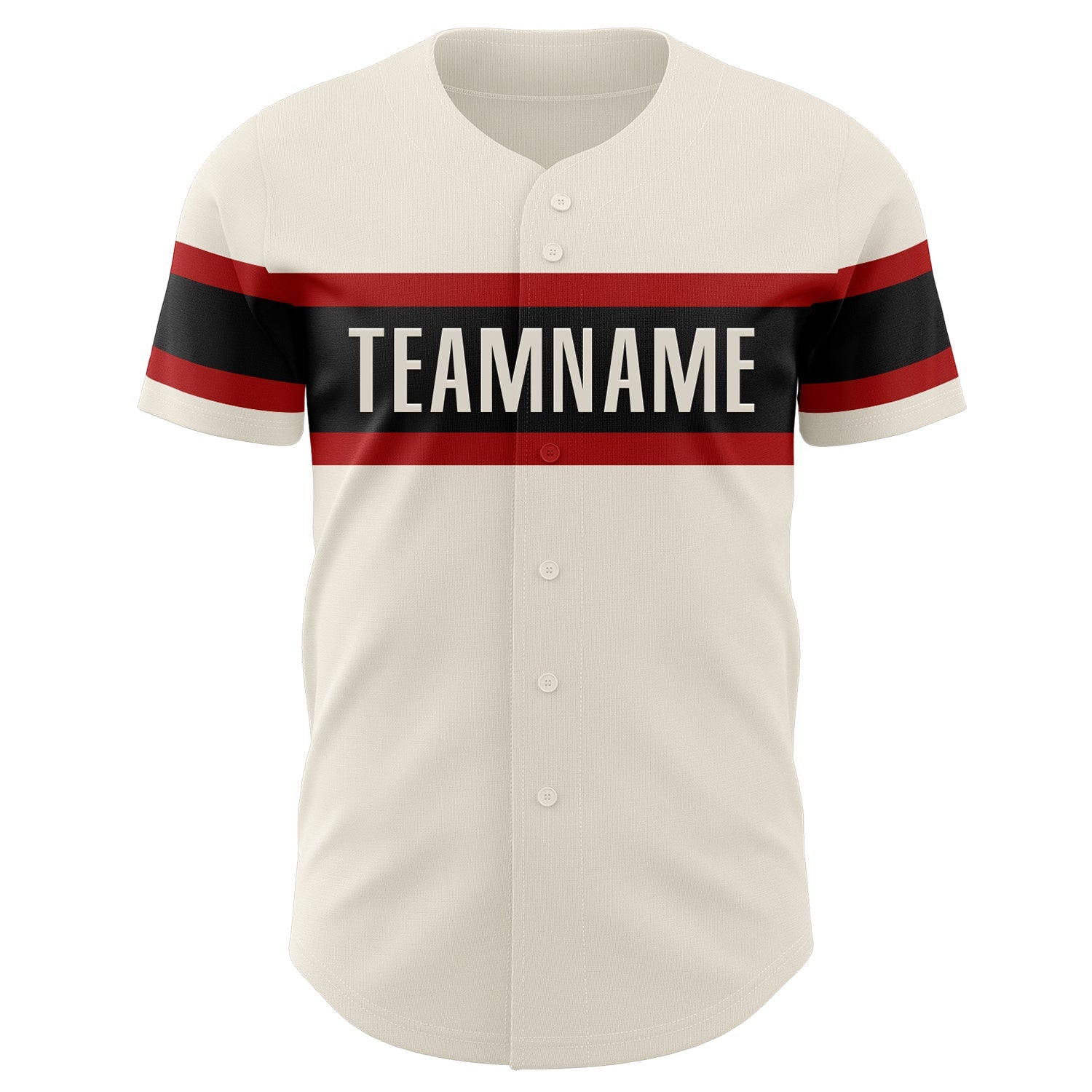 Custom Cream Red-Black Authentic Baseball Jersey view 2