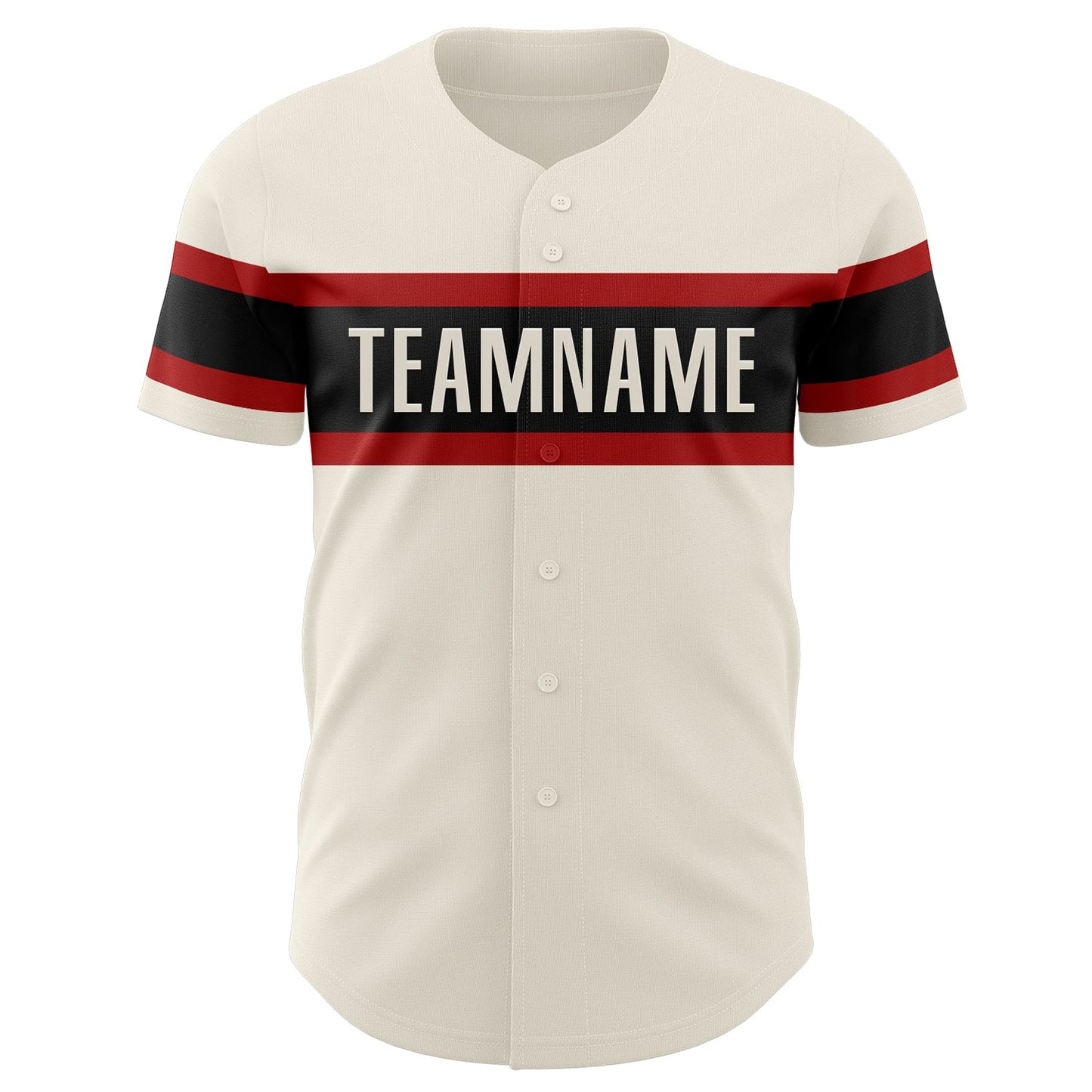 Custom Cream Vintage USA Flag Black-Red Authentic Baseball Jersey view 2