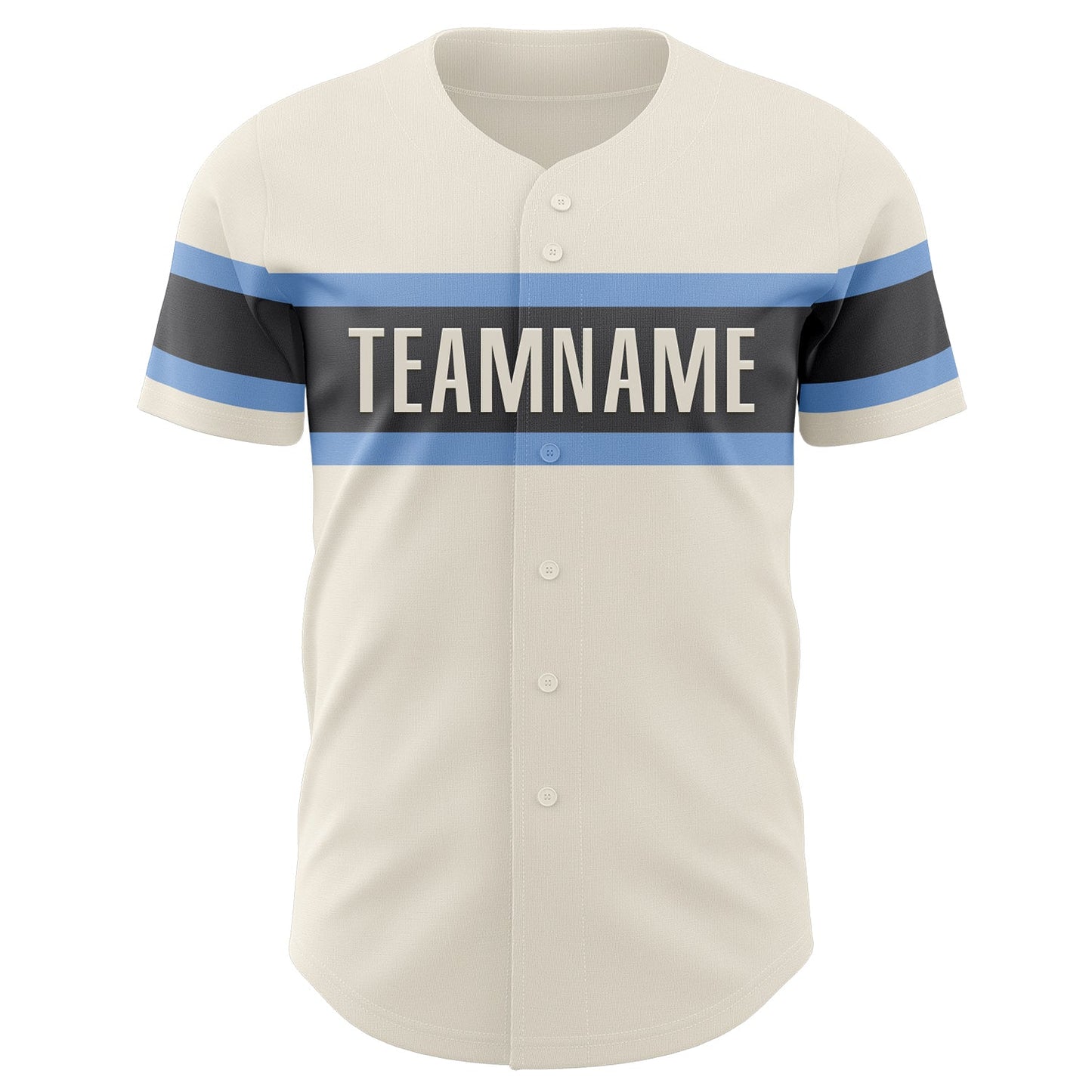 Custom Cream Light Blue-Steel Gray Authentic Baseball Jersey view 2
