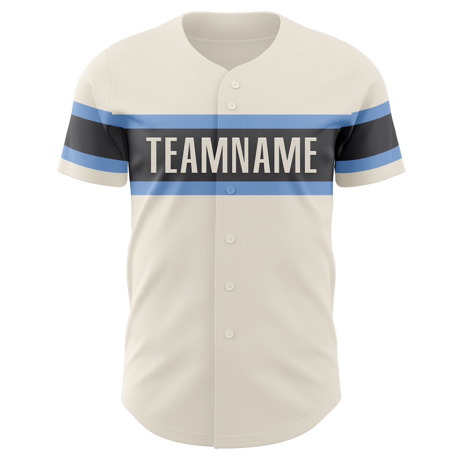 Custom Cream Light Blue-Steel Gray Authentic Baseball Jersey view 2