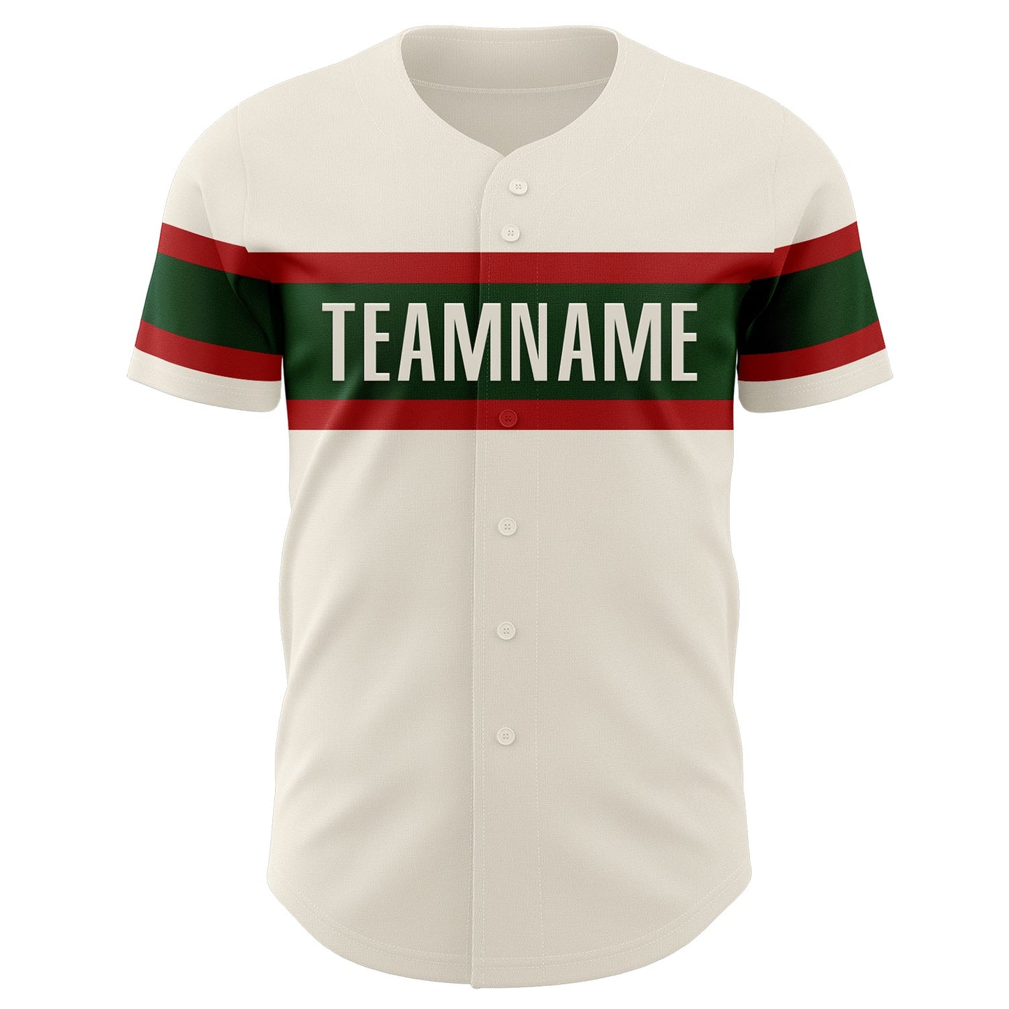Custom Cream Red-Green Authentic Baseball Jersey view 2