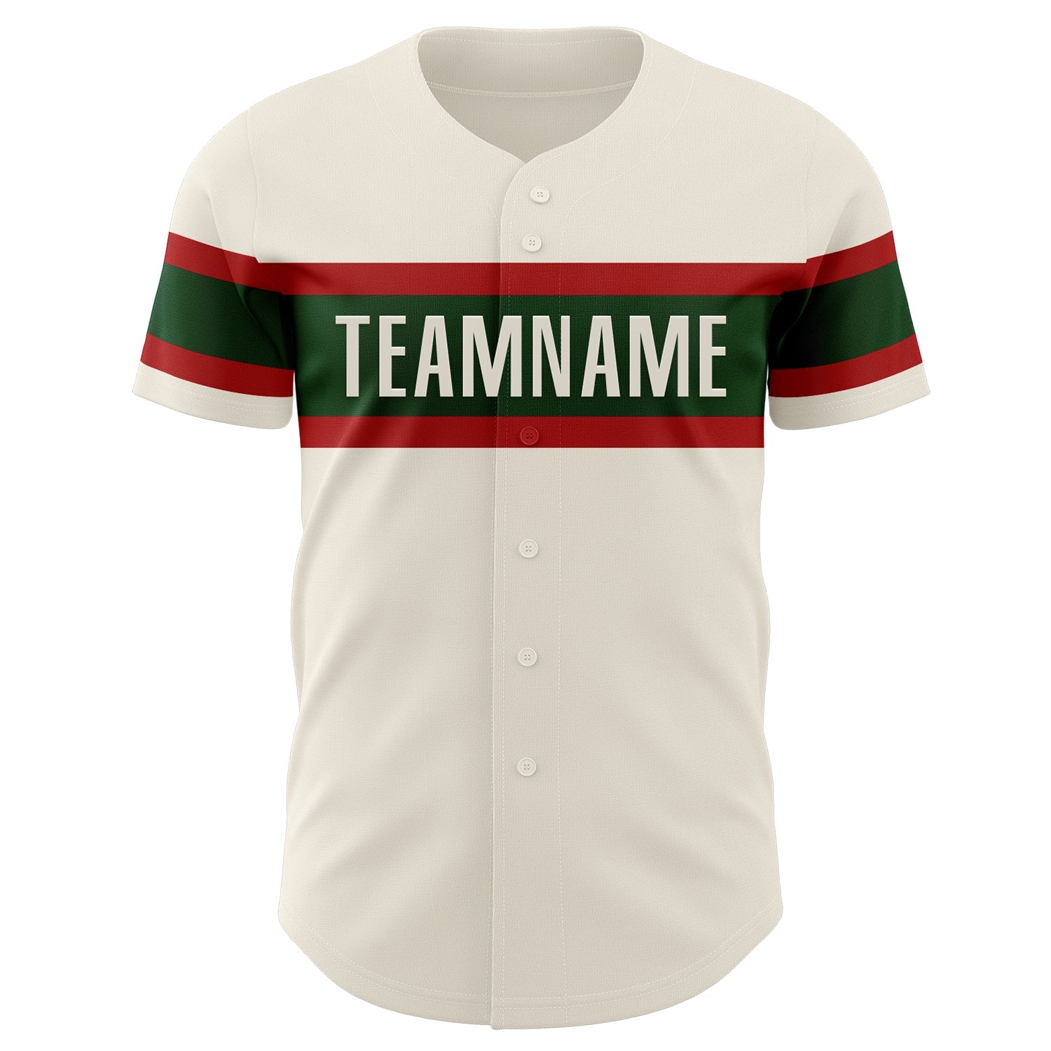 Custom Cream Red-Green Authentic Baseball Jersey view 2