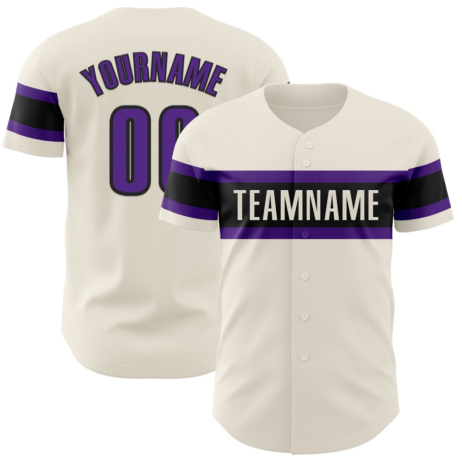 Custom Cream Purple-Black Authentic Baseball Jersey - Main View