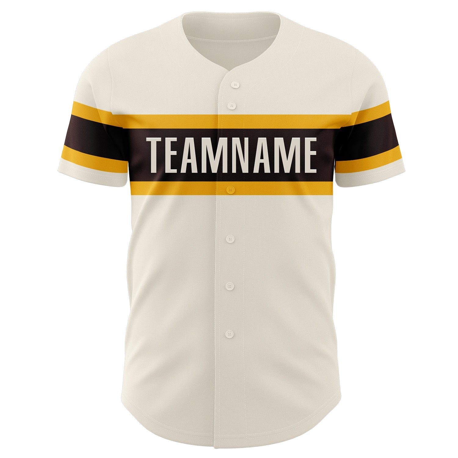 Custom Cream Brown-Gold Authentic Baseball Jersey view 2