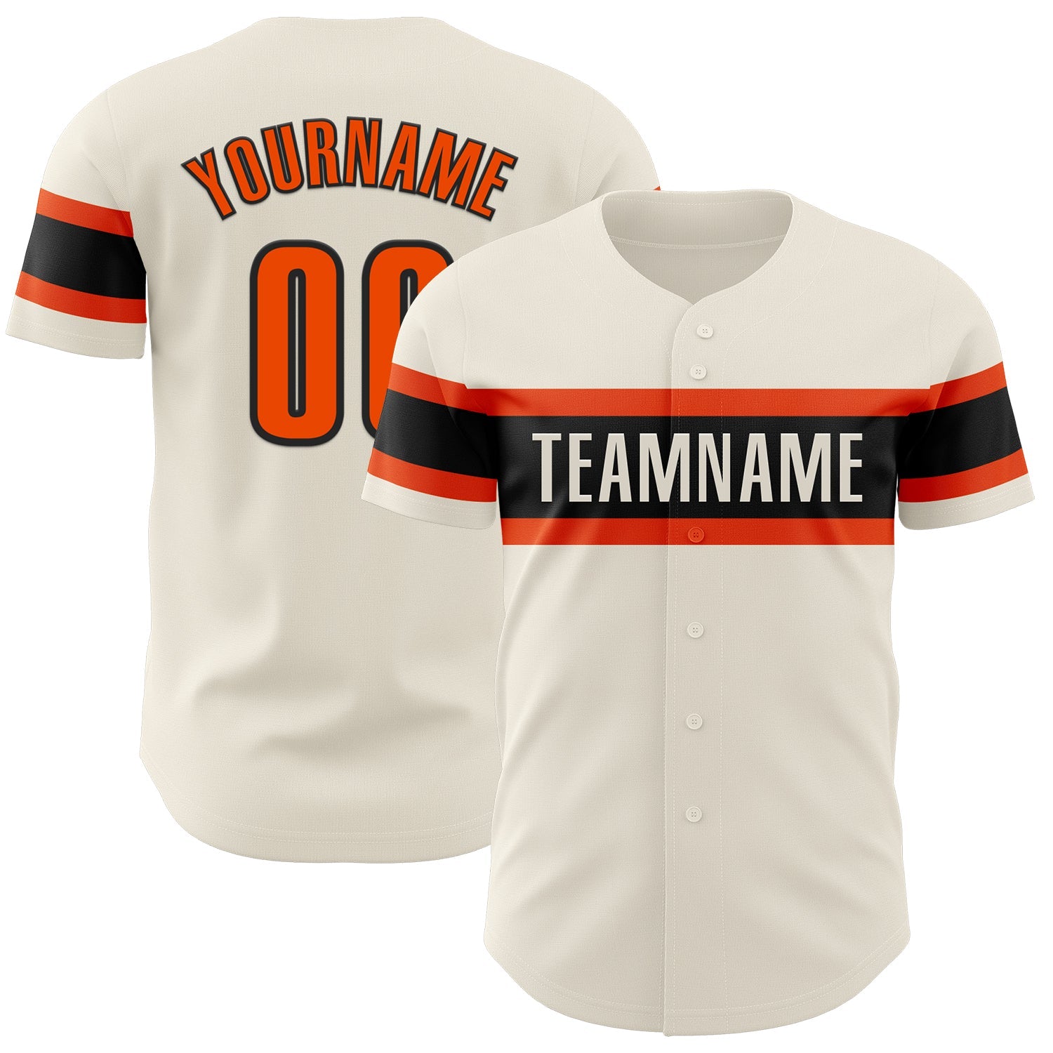 Custom Cream Orange-Black Authentic Baseball Jersey - Main View