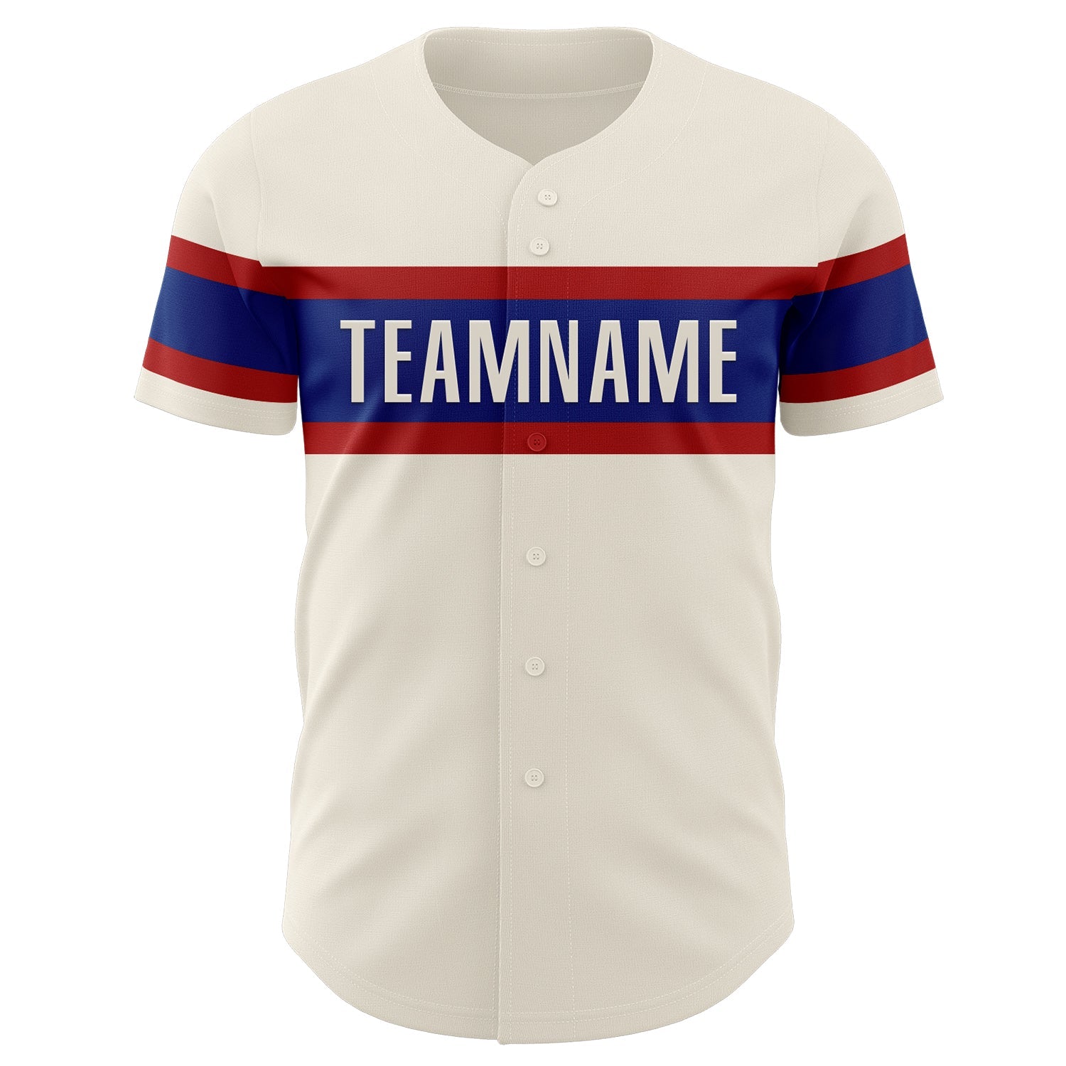 Custom Cream Red-Royal Authentic Baseball Jersey view 2
