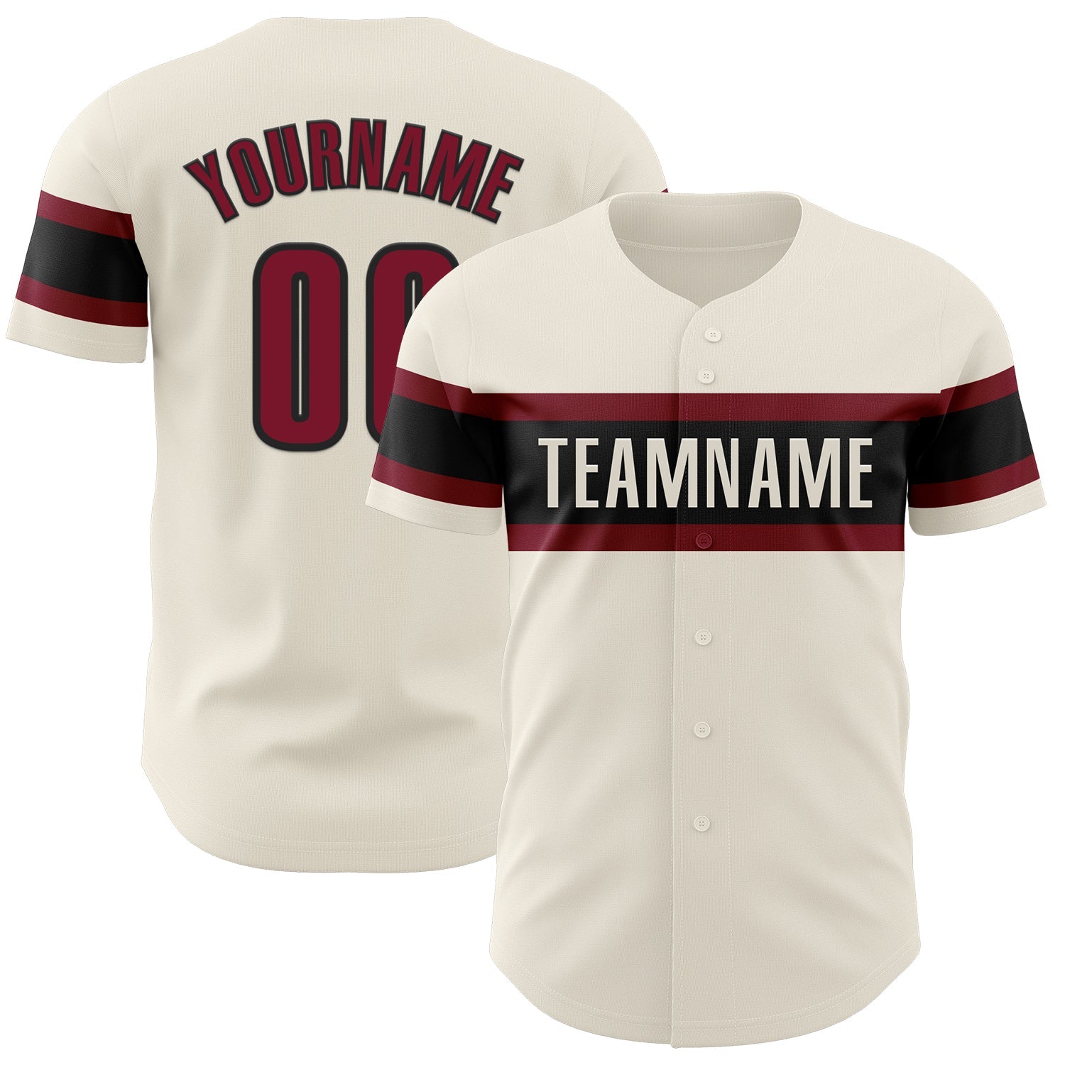 Custom Cream Crimson-Black Authentic Baseball Jersey - Main View