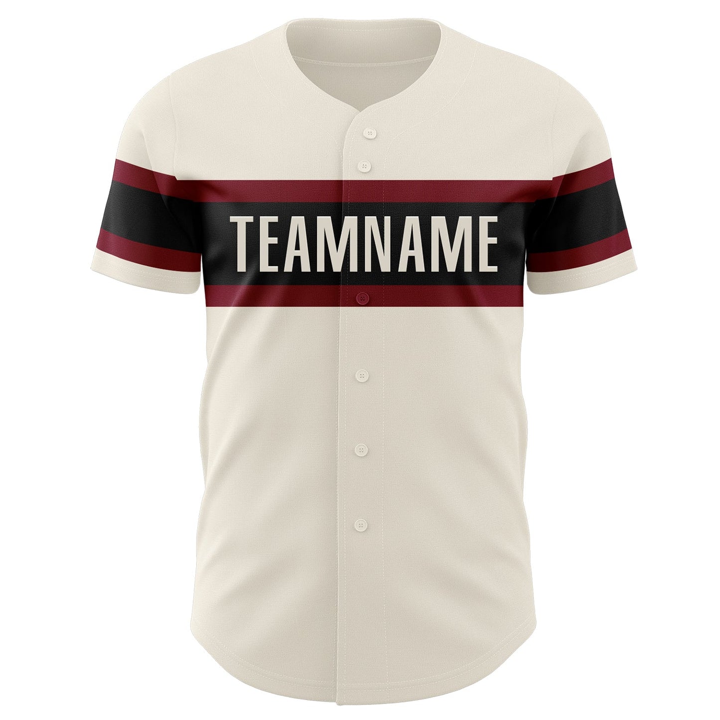 Custom Cream Crimson-Black Authentic Baseball Jersey view 2
