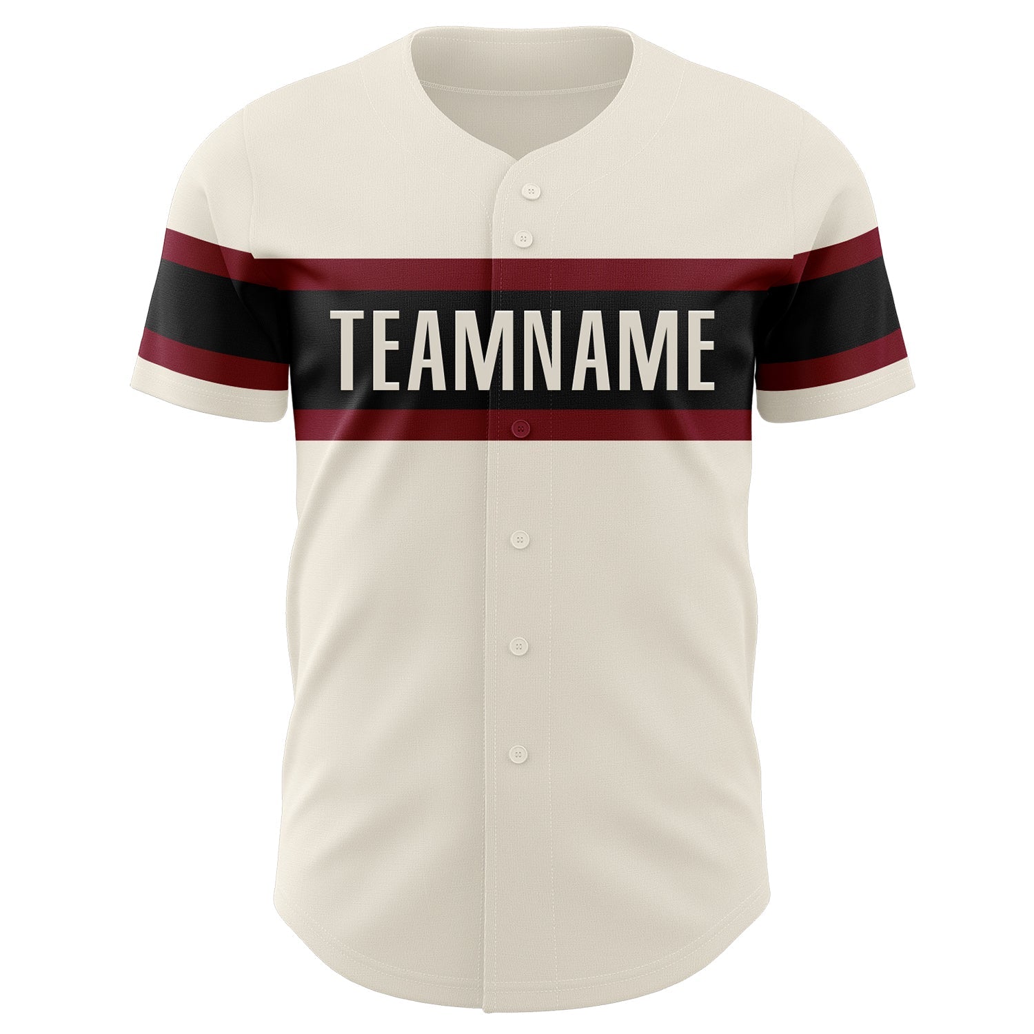 Custom Cream Crimson-Black Authentic Baseball Jersey view 2