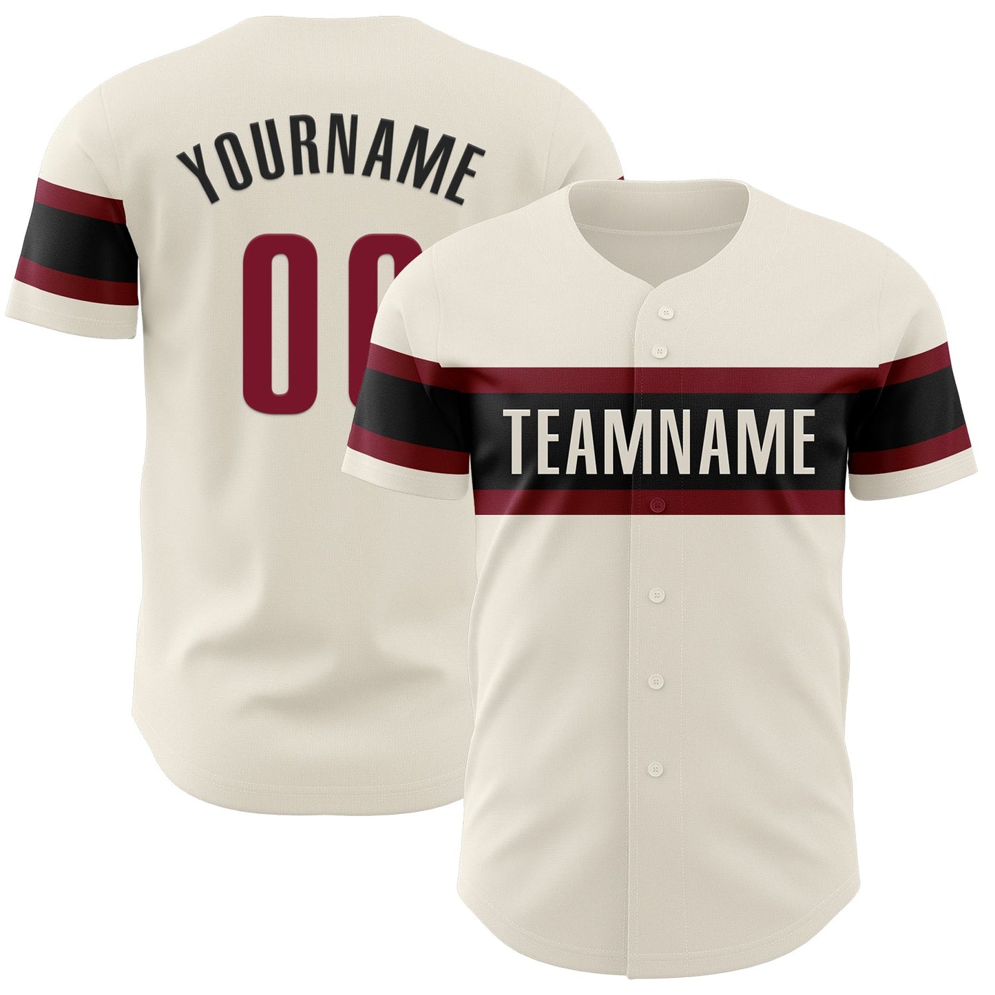 Custom Cream Crimson-Black Authentic Baseball Jersey - Main View