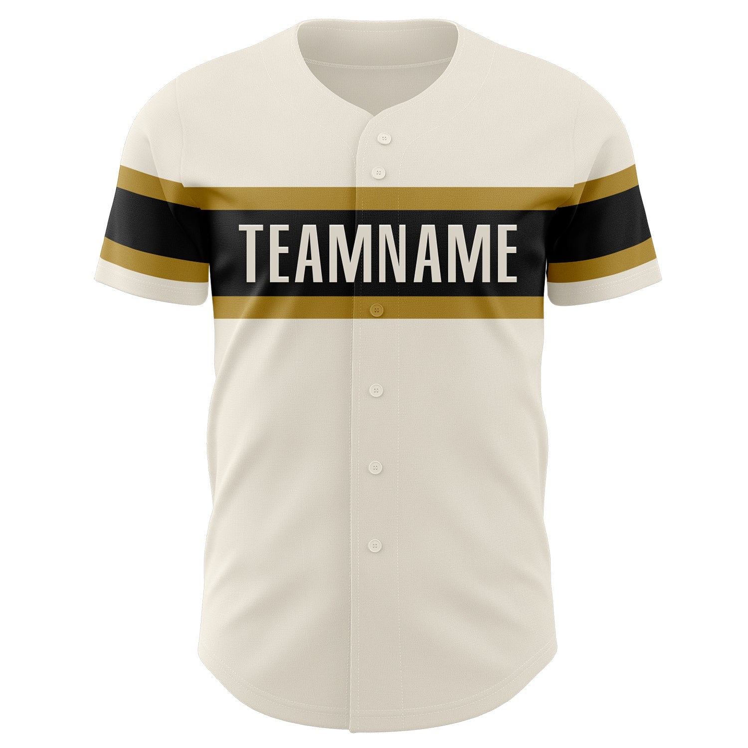 Custom Cream Black-Old Gold Authentic Baseball Jersey view 2