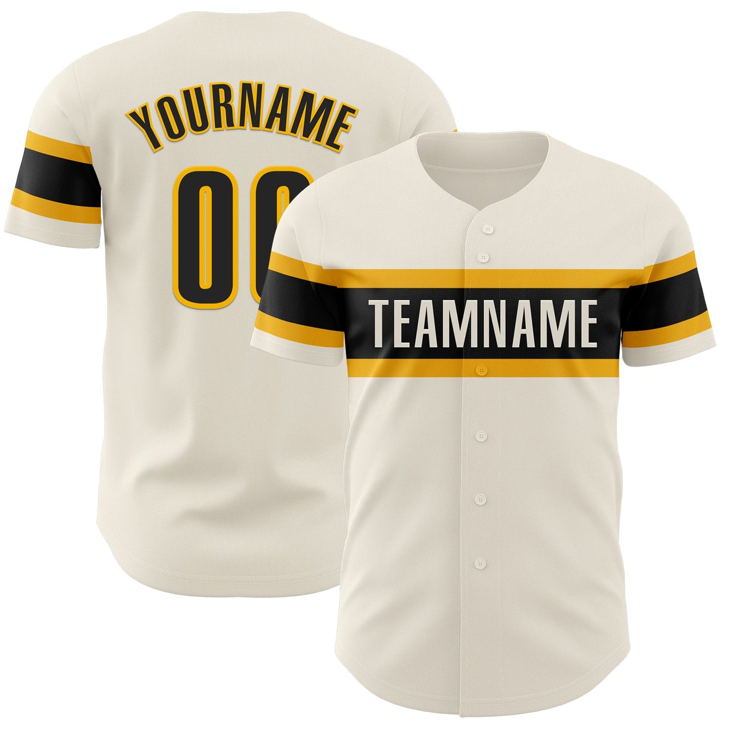 Custom Cream Black-Gold Authentic Baseball Jersey - Main View