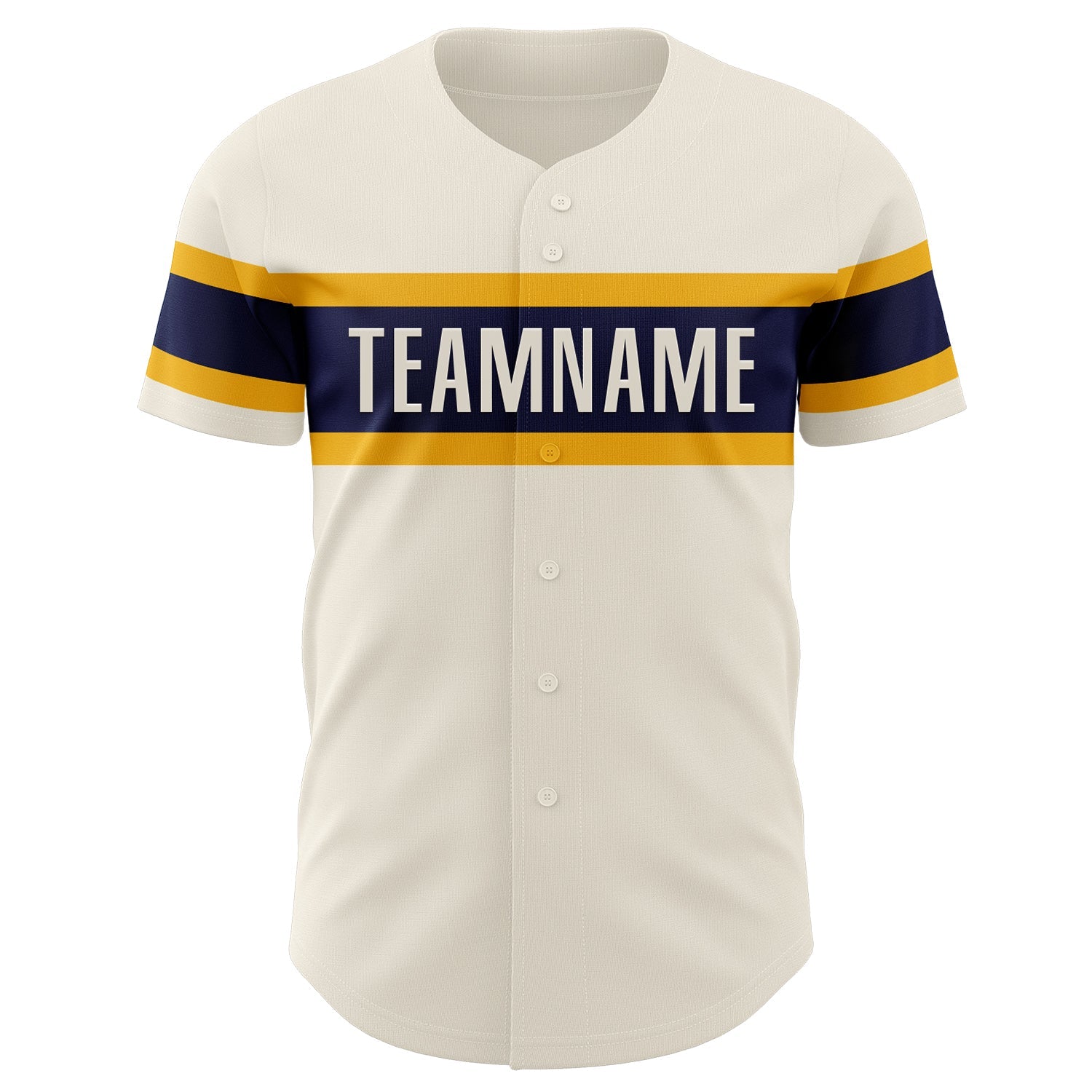 Custom Cream Navy-Gold Authentic Baseball Jersey view 2