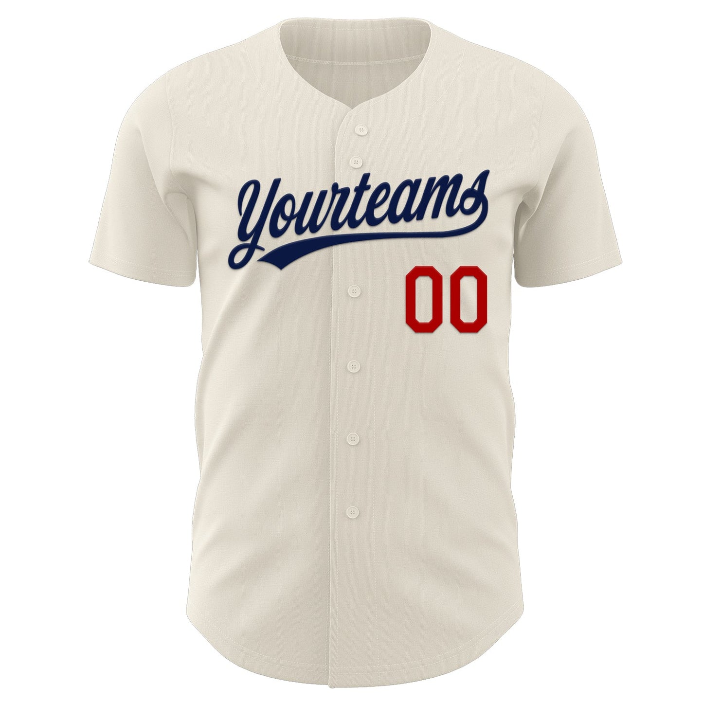 Custom Cream Navy-Red Authentic Baseball Jersey view 2