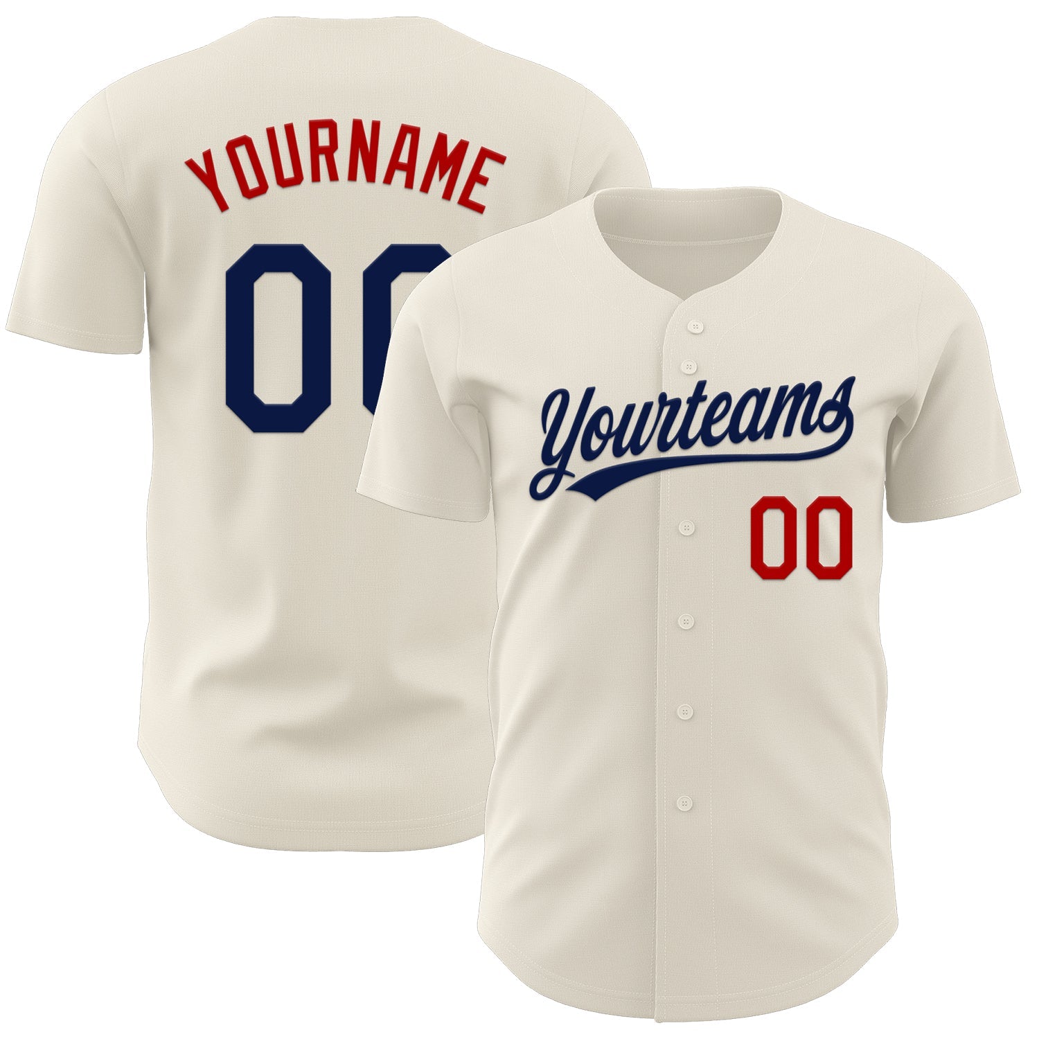 Custom Cream Navy-Red Authentic Baseball Jersey - Main View
