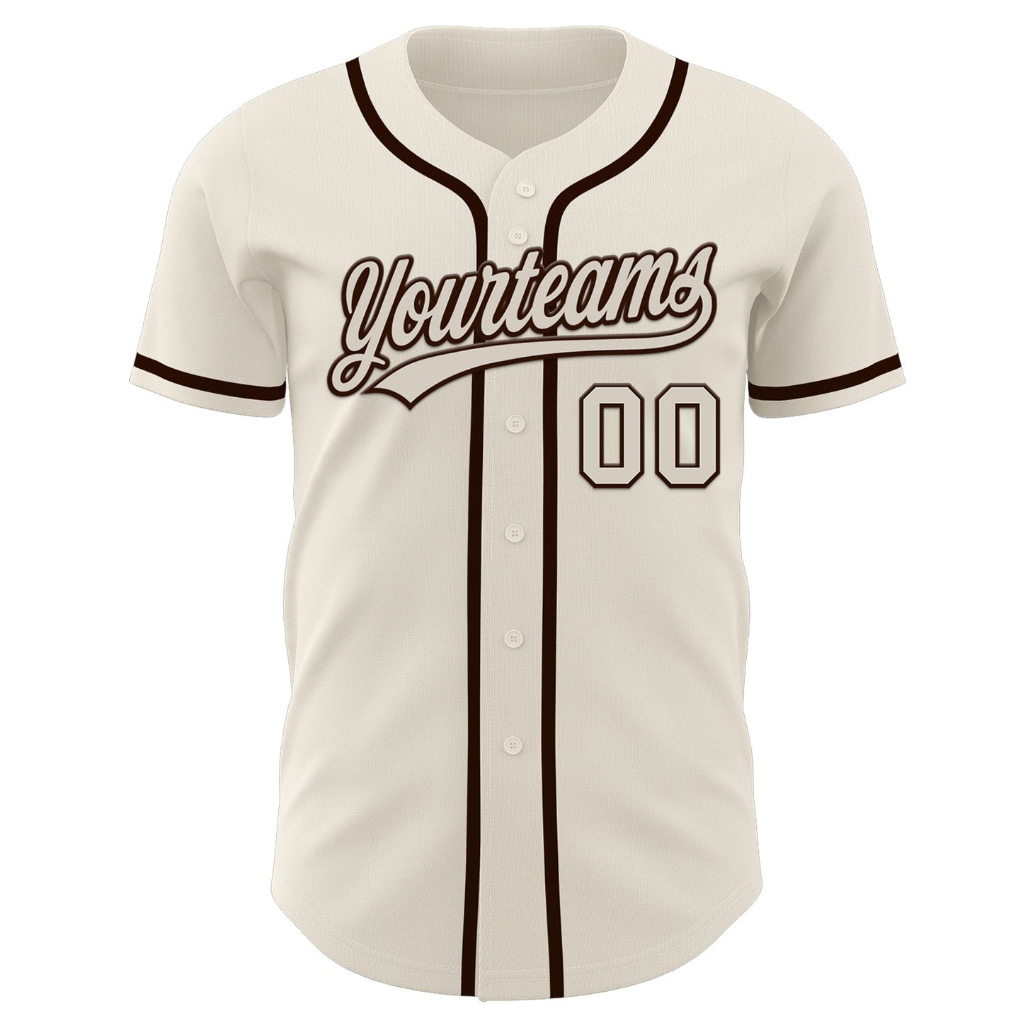Custom Cream Brown Authentic Baseball Jersey view 2