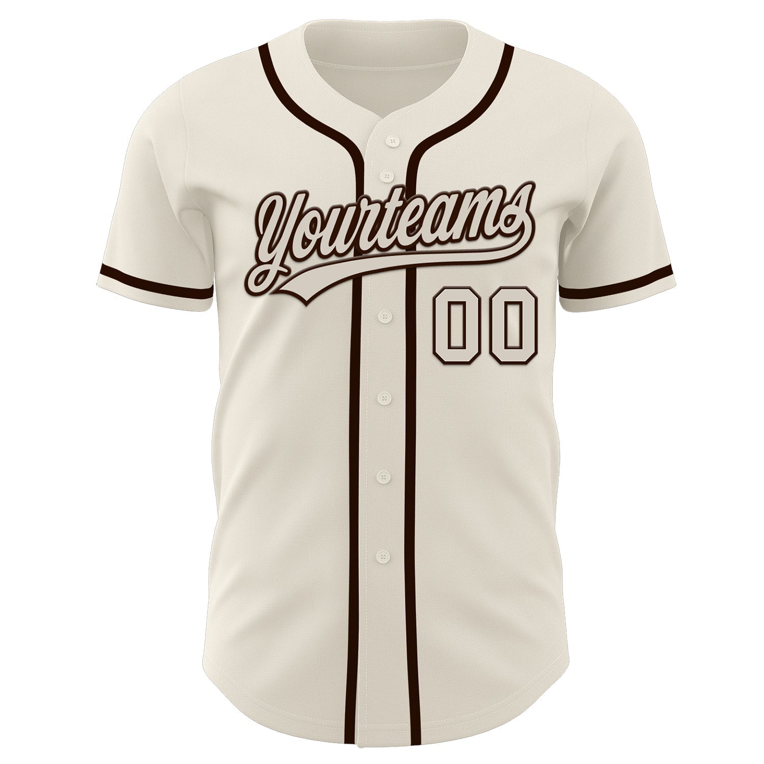 Custom Cream Brown Authentic Baseball Jersey view 2