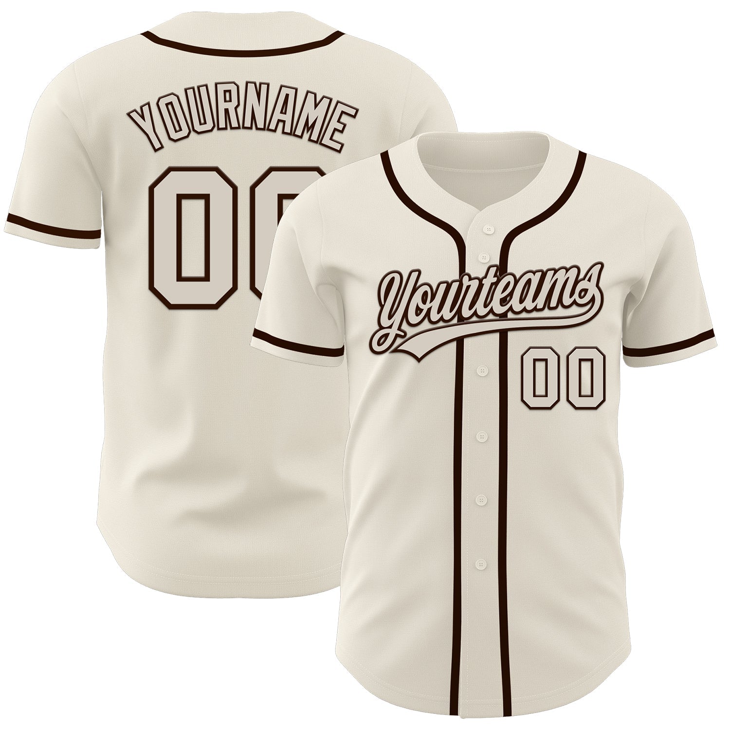 Custom Cream Brown Authentic Baseball Jersey - Main View