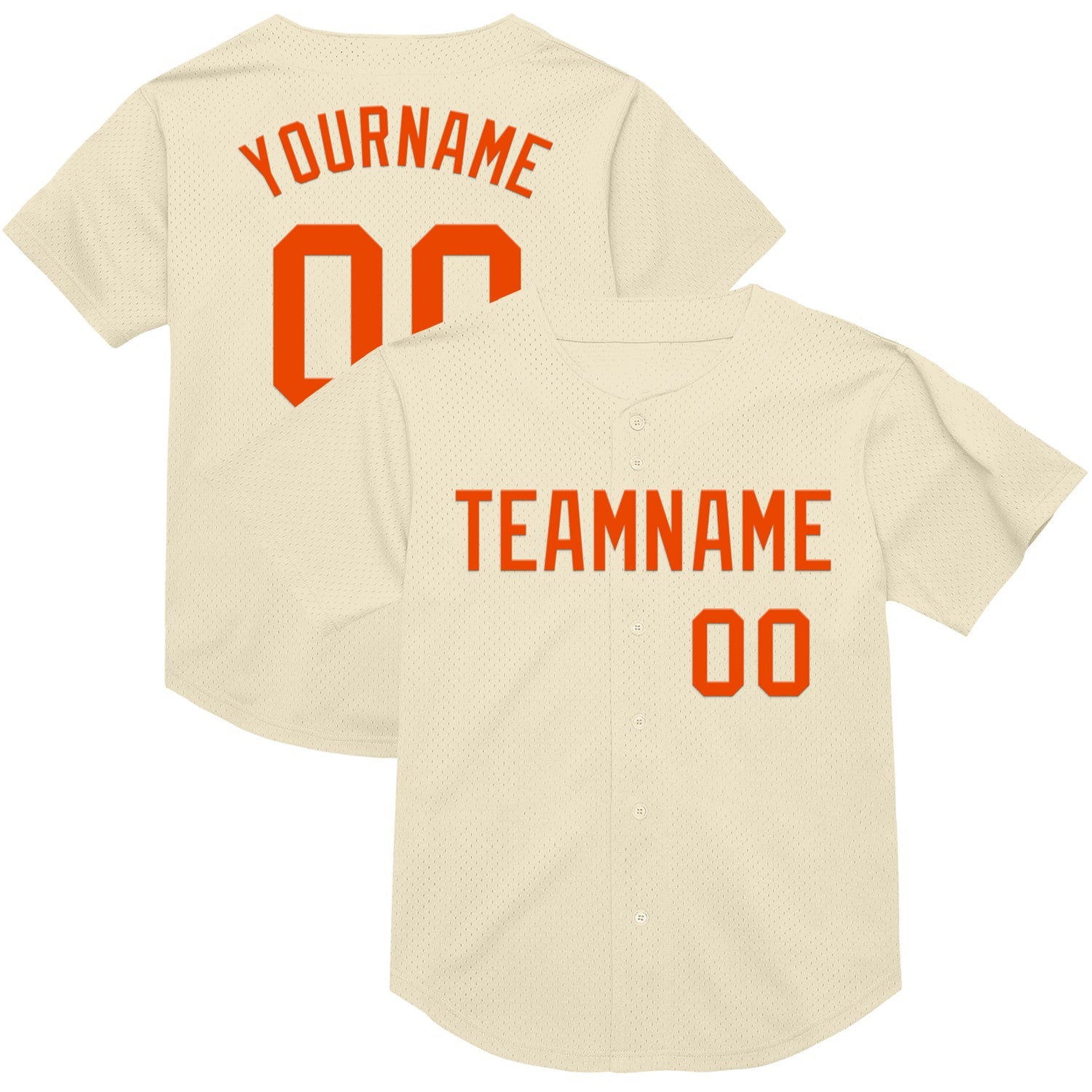 Custom Cream Orange Mesh Authentic Throwback Baseball Jersey - Main View