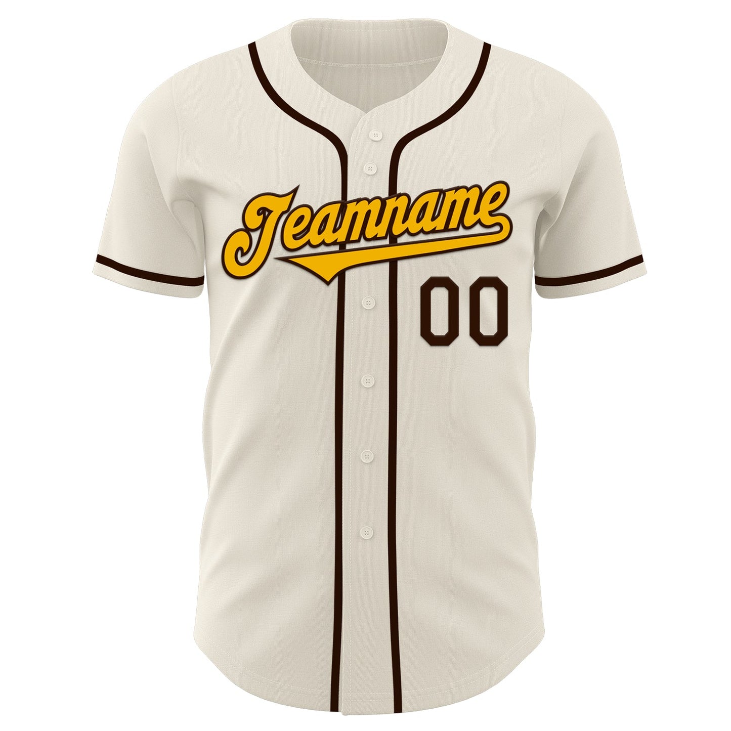 Custom Cream Gold-Brown Authentic Baseball Jersey view 2