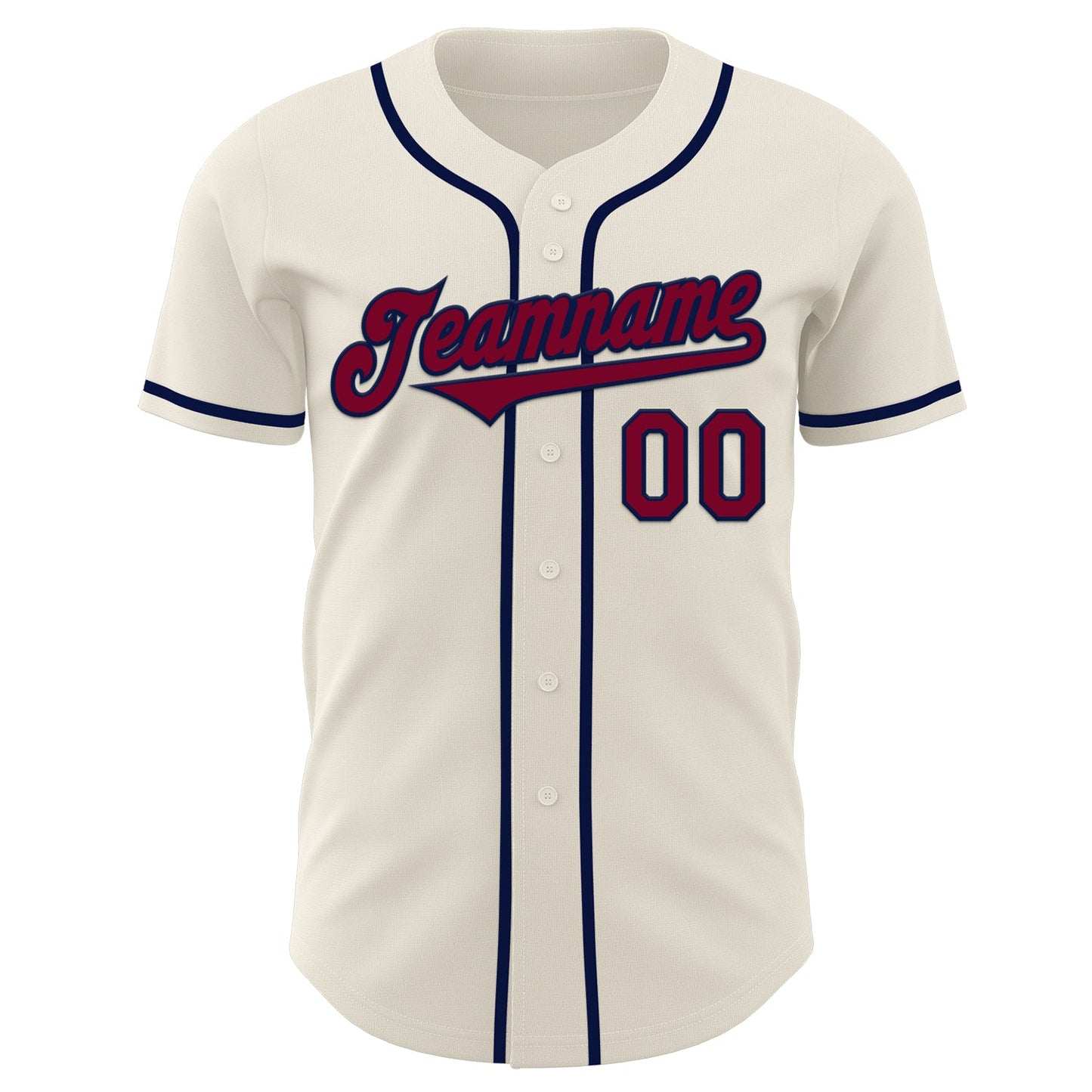 Custom Cream Maroon-Navy Authentic Baseball Jersey view 2