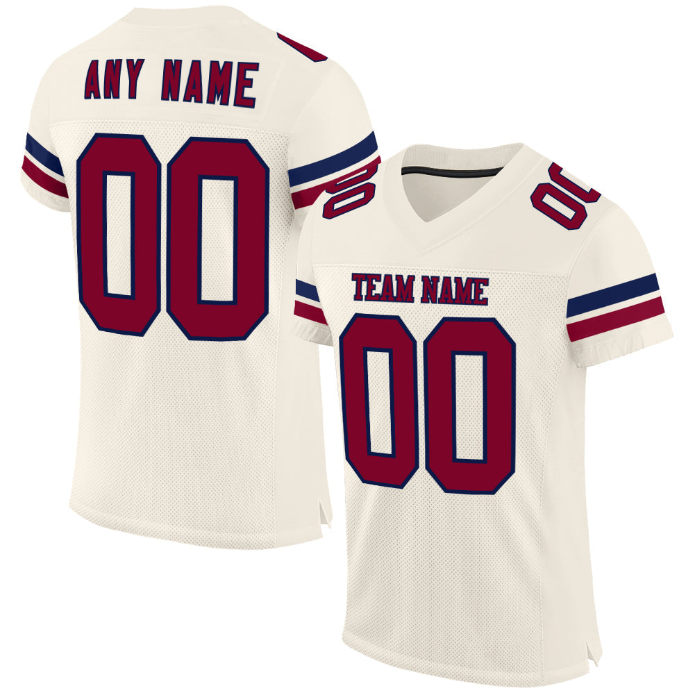 Custom Cream Maroon-Navy Mesh Authentic Football Jersey - Main View