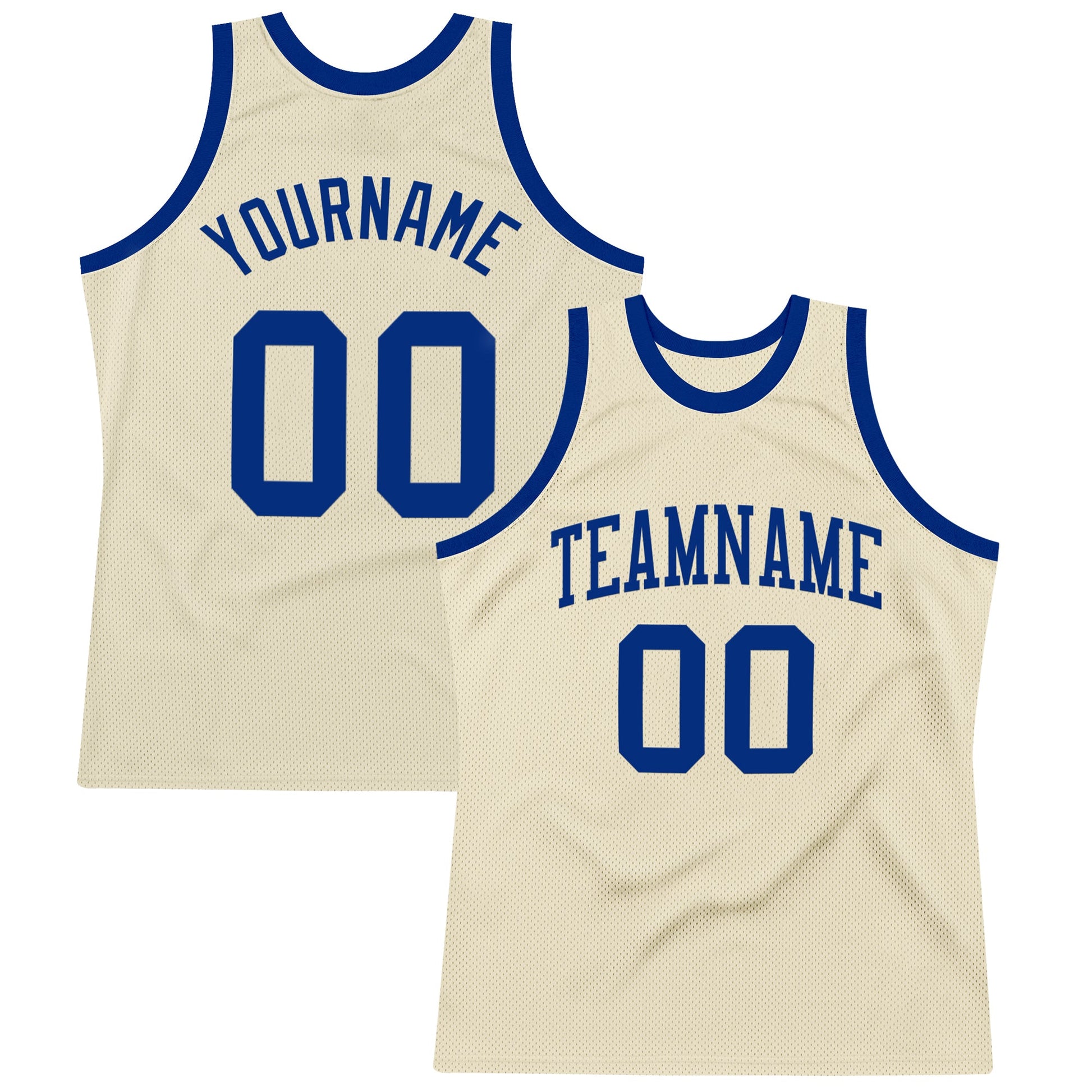Custom Cream Royal Authentic Throwback Basketball Jersey - Main View