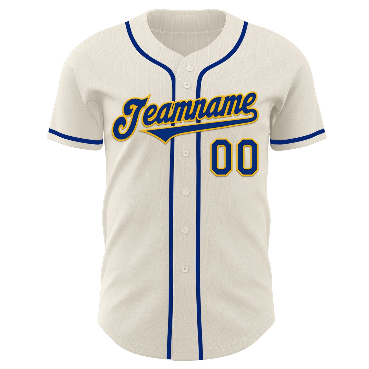 Custom Cream Royal-Gold Authentic Baseball Jersey view 2