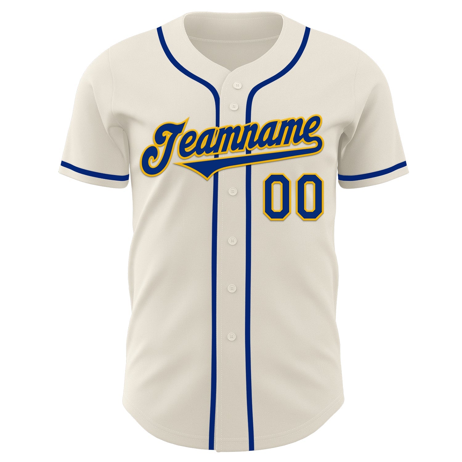 Custom Cream Royal-Gold Authentic Baseball Jersey view 2