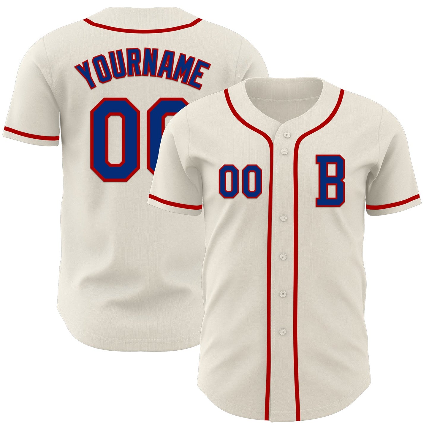 Custom Cream Royal-Red Authentic Baseball Jersey - Main View