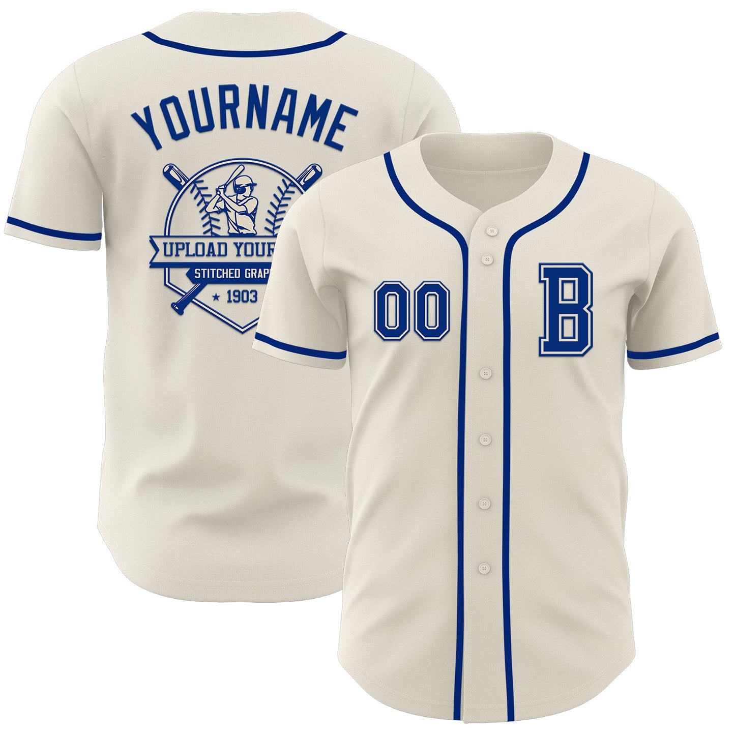 Custom Cream Royal Authentic Baseball Jersey view 5