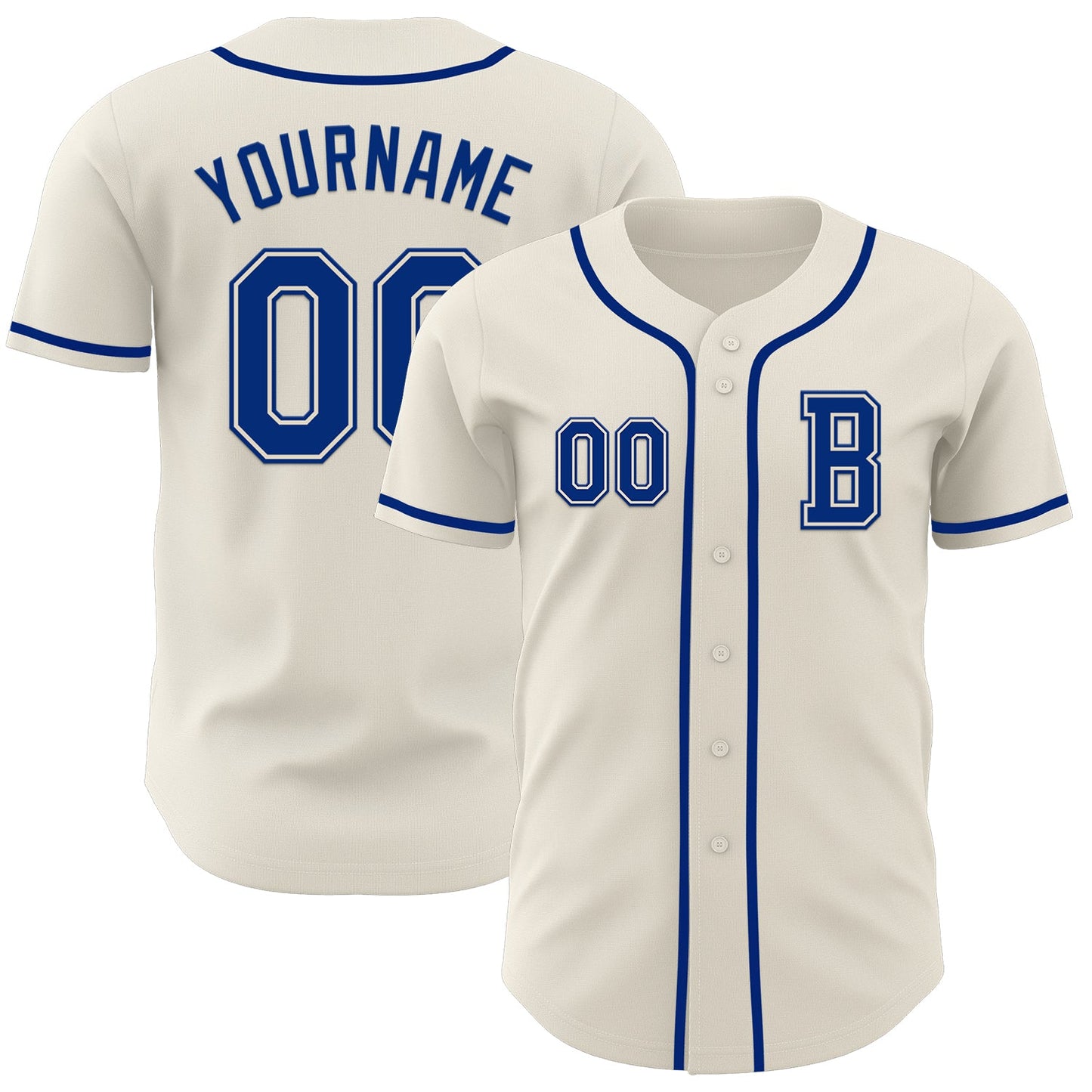 Custom Cream Royal Authentic Baseball Jersey - Main View