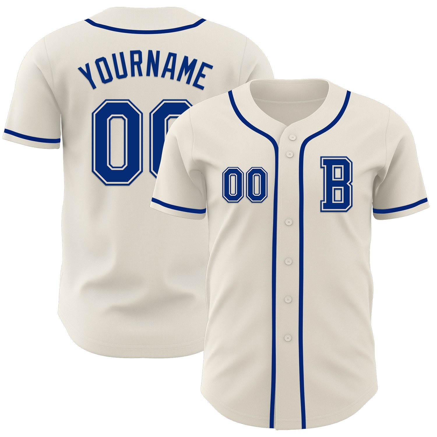 Custom Cream Royal Authentic Baseball Jersey - Main View