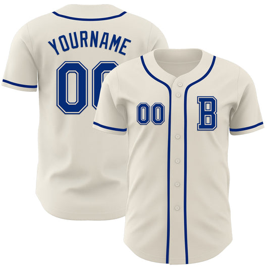 Custom Cream Royal Authentic Baseball Jersey - Main View