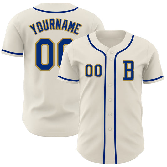 Custom Cream Royal-Old Gold Authentic Baseball Jersey - Main View