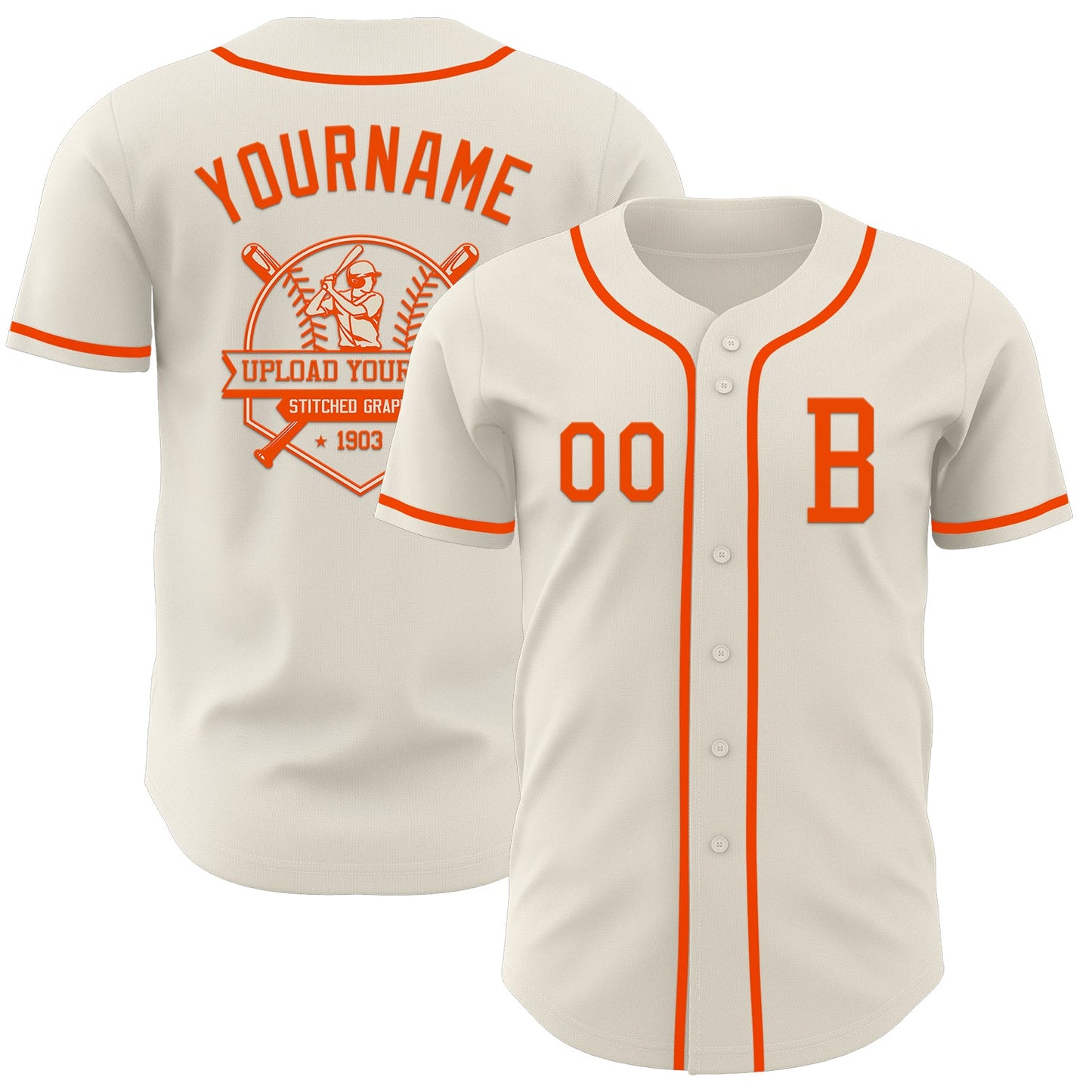 Custom Cream Orange Authentic Baseball Jersey view 5