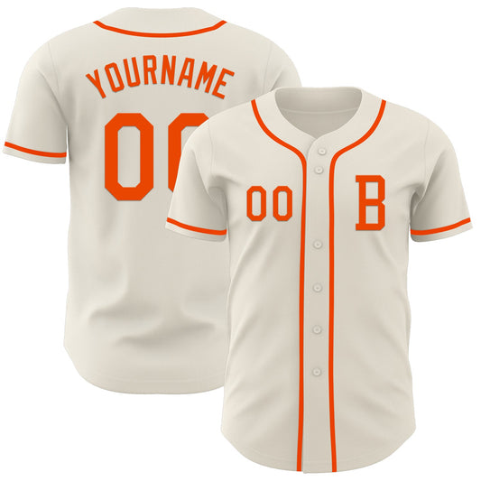 Custom Cream Orange Authentic Baseball Jersey - Main View