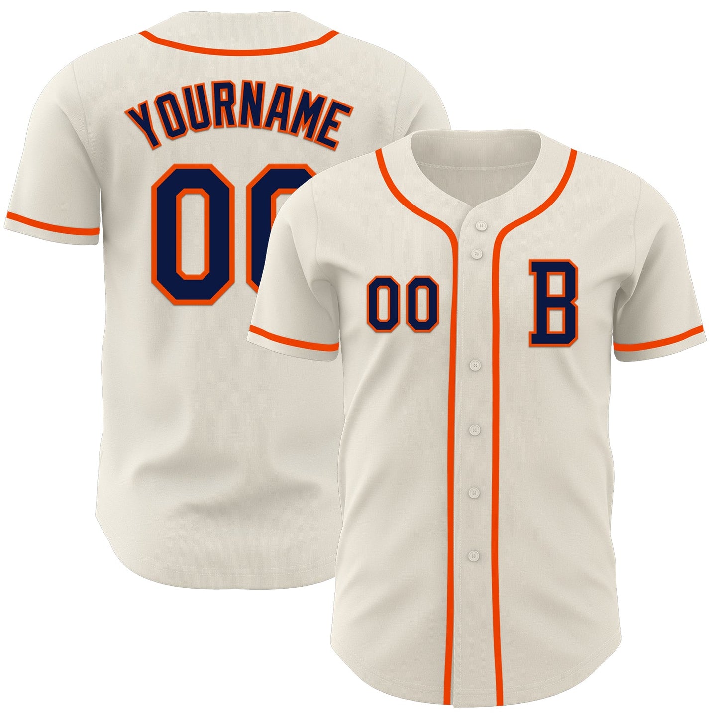 Custom Cream Navy-Orange Authentic Baseball Jersey - Main View