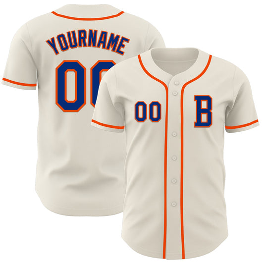Custom Cream Royal-Orange Authentic Baseball Jersey - Main View