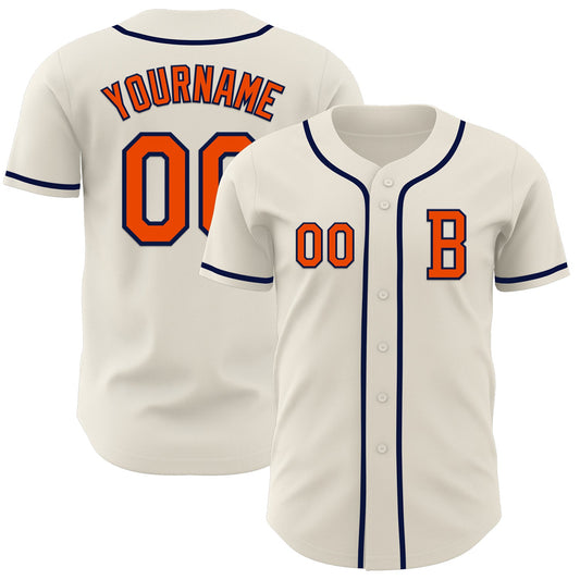 Custom Cream Orange-Navy Authentic Baseball Jersey - Main View