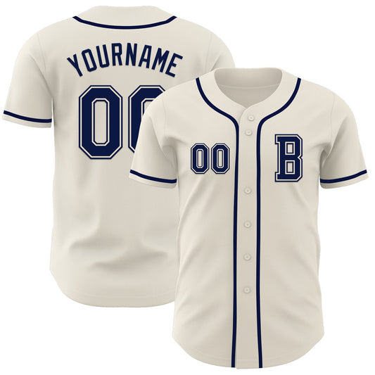 Custom Cream Navy Authentic Baseball Jersey - Main View